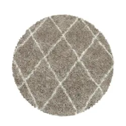 Hochflor Teppich Beige Alvor Rund Ø 160 cm