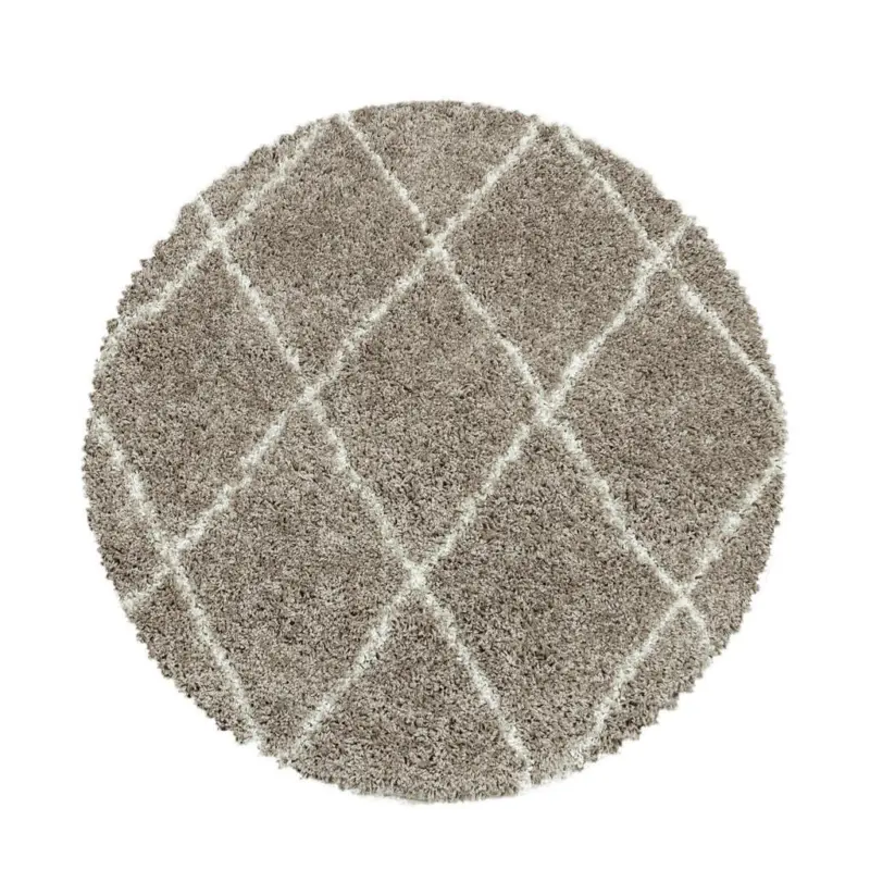 Hochflor Teppich Beige Alvor Rund Ø 160 cm
