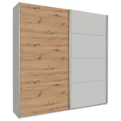 Schwebetürenschrank B: 226 Cm Feldkirch, Grau/eiche Dekor