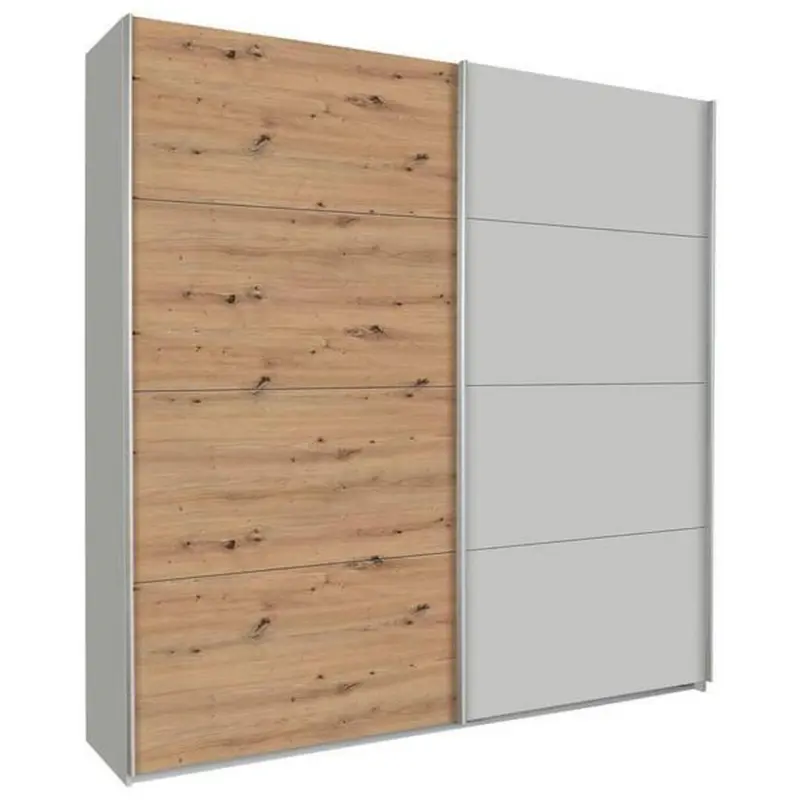 Schwebetürenschrank B: 226 Cm Feldkirch, Grau/eiche Dekor