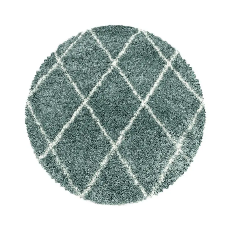 Hochflor Teppich Blau Alvor Rund Ø 120 cm
