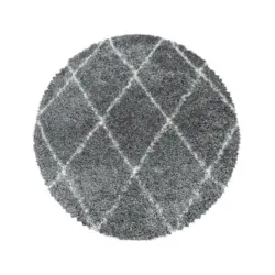 Hochflor Teppich Grau Alvor Rund ⌀ 160 cm