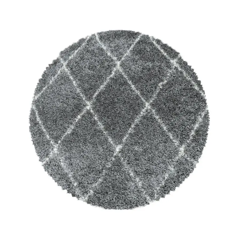 Hochflor Teppich Grau Alvor Rund ⌀ 160 cm