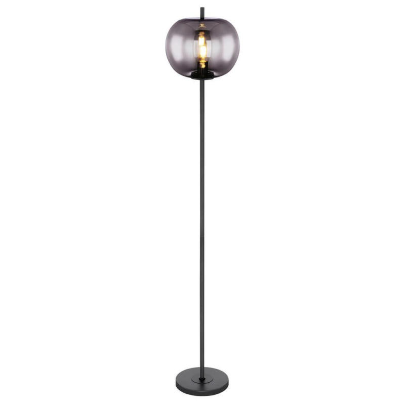 Stehlampe Schwarz/grau Mit Rauchglas Modern