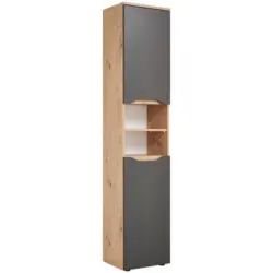 Hochschrank Mit Türdämpfung Giga B: 40 Cm, Eiche/anthrazit