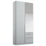 Möbelix Drehtürenschrank Mit Spiegel + Laden 91cm Alabama, Seidengrau