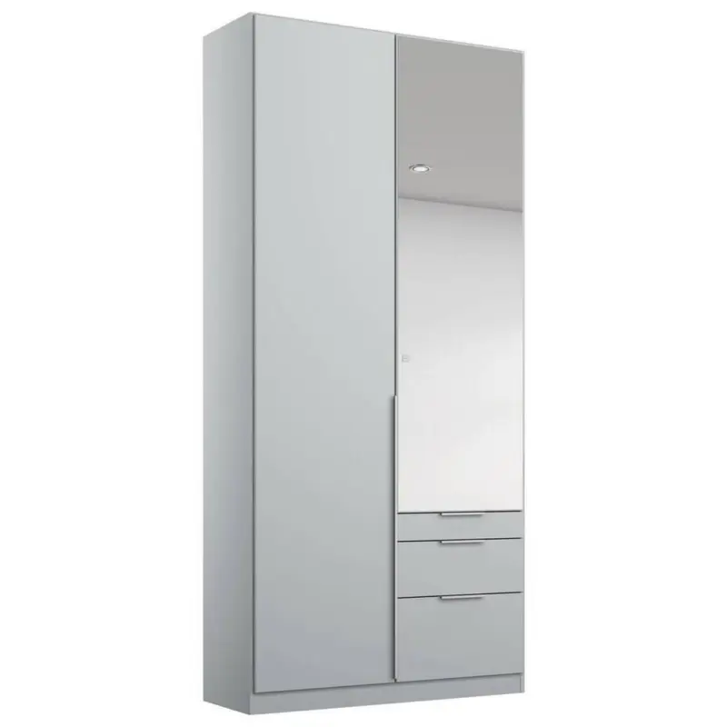 Drehtürenschrank Mit Spiegel + Laden 91cm Alabama, Seidengrau