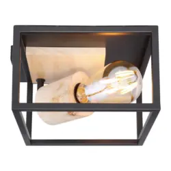 Deckenleuchte Hagar L: 22 Cm 1-Flammig Eckig Mit Holz