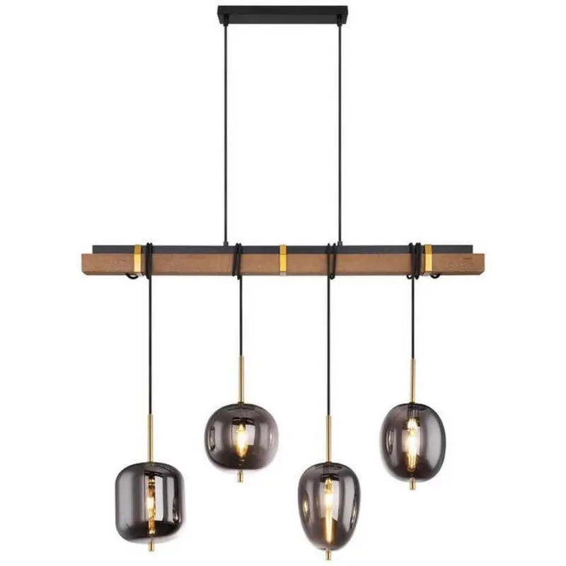 H&auml;ngeleuchte Blacky H: 140 Cm 4-Flammig, Holz/metall