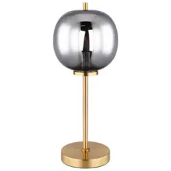 Tischlampe Blacky Grau/Messing Rauchglas mit Schalter