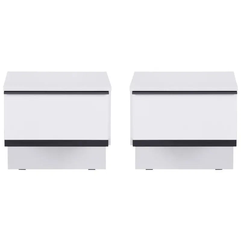 Nachtkästchen 2er-Set Weiß/ Grau H: 46 cm Lucca
