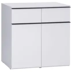 Kommode B: 90 cm Lucca, Wei&szlig;/Grau