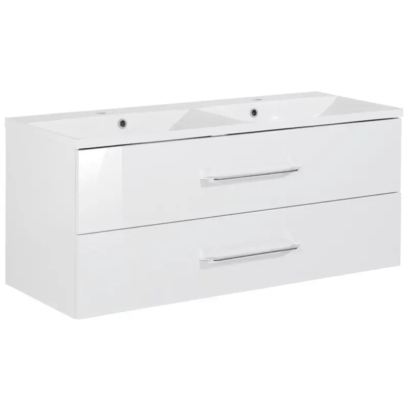 Waschbecken mit Unterschrank Clever B: 120 cm Weiß