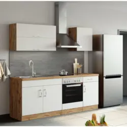 K&uuml;chenzeile Sorrento Mit Ger&auml;ten B: 210 Cm Wei&szlig;