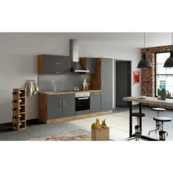 K&uuml;chenzeile Sorrento Mit Ger&auml;ten B: 270 Cm Anthrazit