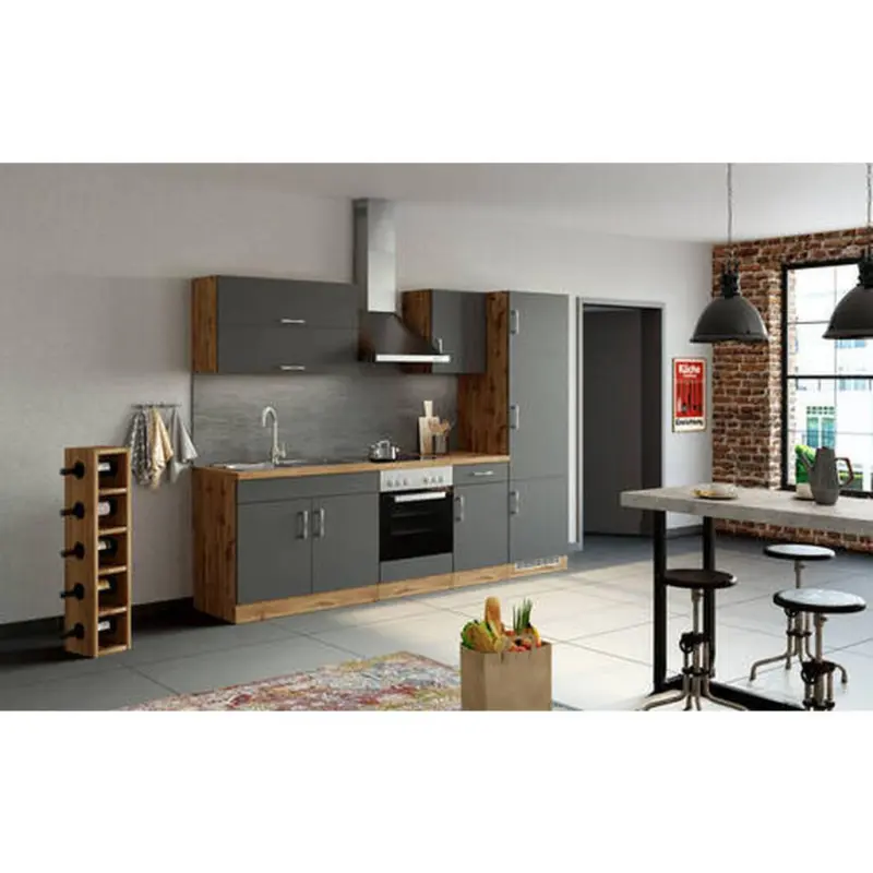 K&uuml;chenzeile Sorrento Mit Ger&auml;ten B: 270 Cm Anthrazit