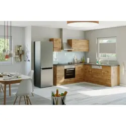 Einbauk&uuml;che Eckk&uuml;che M&ouml;belix Winkelblock Ohne Ger&auml;te 210x150 Cm Eichefarben