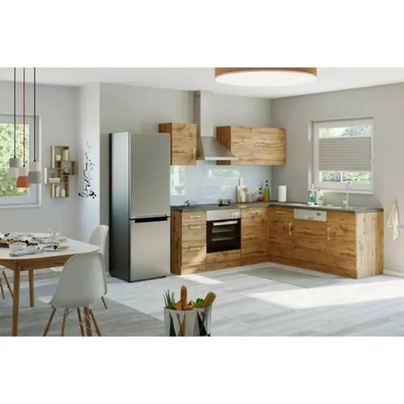 Einbauk&uuml;che Eckk&uuml;che M&ouml;belix Winkelblock Ohne Ger&auml;te 210x150 Cm Eichefarben