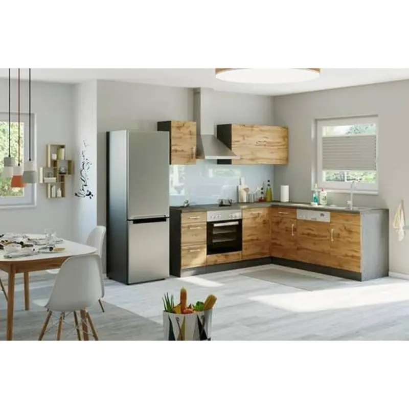 Einbauk&uuml;che Eckk&uuml;che M&ouml;belix Winkelblock Ohne Ger&auml;te 210x150 Cm Eichefarben