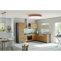 Einbauküche Eckküche Möbelix Winkelblock Ohne Geräte 270x150 Cm Eichefarben