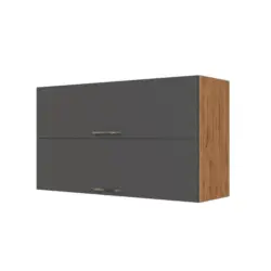 Küchenoberschrank B: 100 Cm Eiche Dekor/anthraz. 2 Klappen
