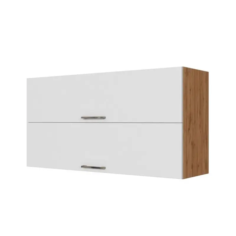 K&uuml;chenoberschrank B: 110 Cm Eiche Dekor/wei&szlig; 2 Klappen