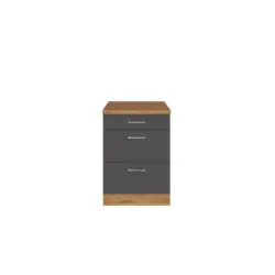 Küchenunterschrank B: 50 Cm Anthrazit Mit 3 Laden