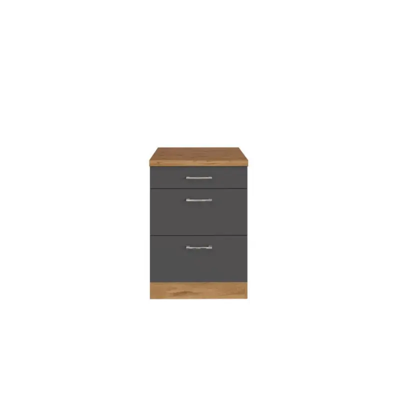 Küchenunterschrank B: 50 Cm Anthrazit Mit 3 Laden