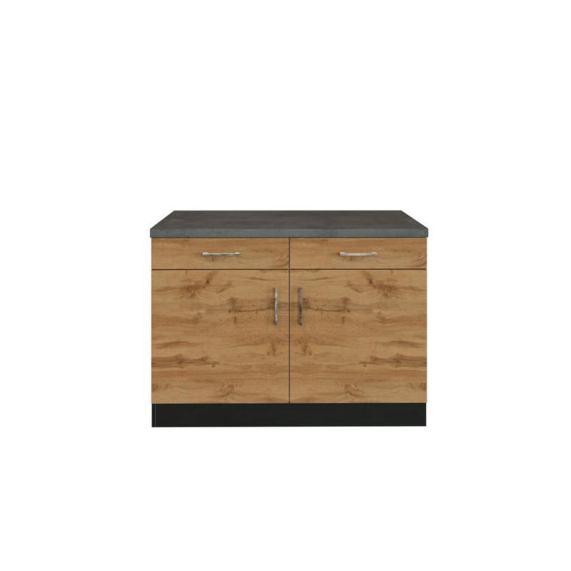 Küchenunterschrank B: 100 Cm Eiche Dekor/grau Mit Laden