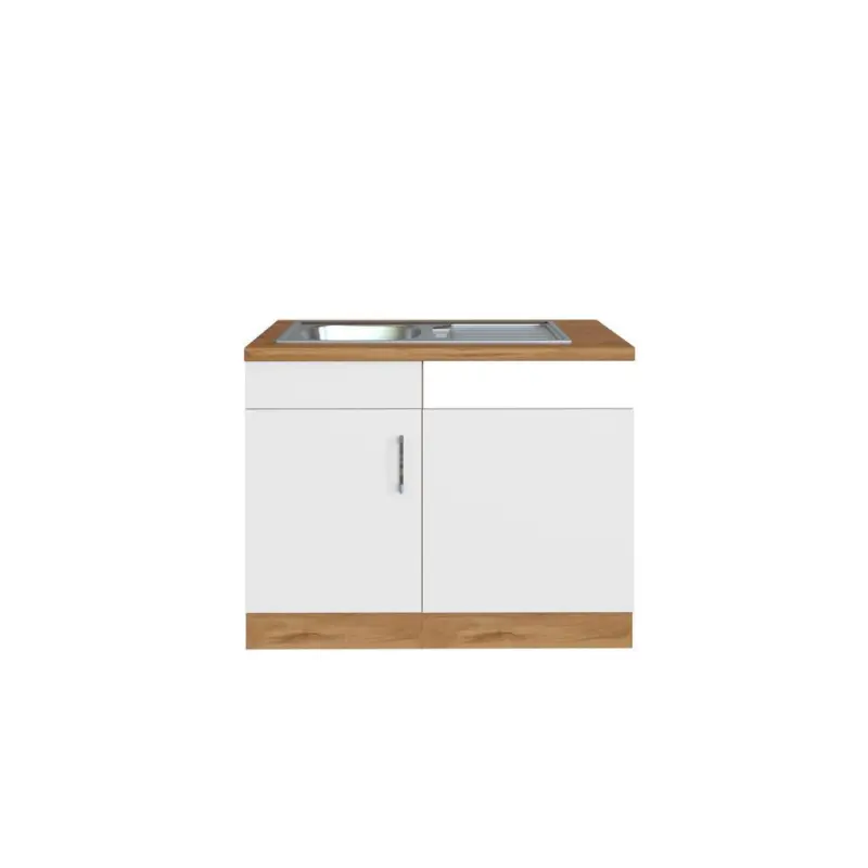 Spülenschrank Mit Spüle B: 110 Cm Eiche Dekor/weiß