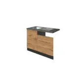 M&ouml;belix Sp&uuml;lenschrank Mit Sp&uuml;le B: 110cm Eiche Dekor/grau