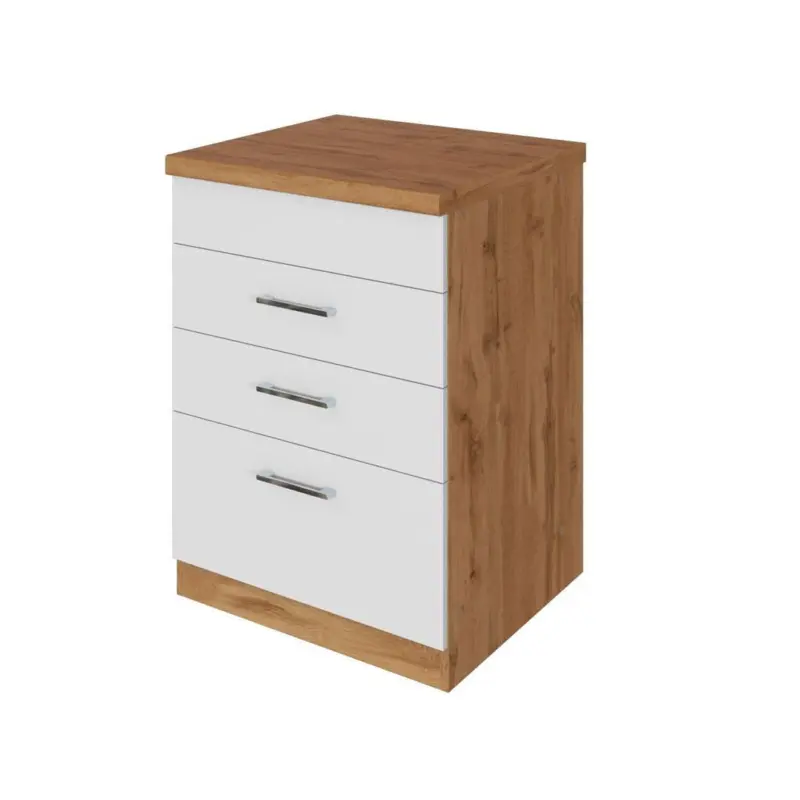 K&uuml;chenunterschrank B: 60 Cm Wei&szlig;/eiche Dekor