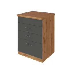 Kochfeld-umbauschrank B: 60 Cm Anthrazit 3 Laden