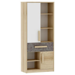 Schrank Aygo Buche Dekor/Grau /Weiß BxH: 83x192 cm + Lade