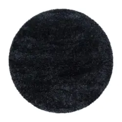 Hochflor Teppich Schwarz Brilliant Rund Ø 200 Cm