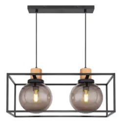 Hängeleuchte H: 120 cm 2-Flammig, Kugeln mit Rahmen