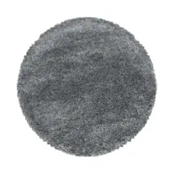 Hochflor Teppich Hellgrau Fluffy Rund Ø 160 Cm