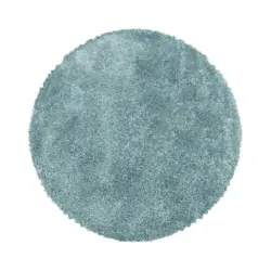 Hochflor Teppich Blau Naturfaser Fluffy Ø 160 Cm