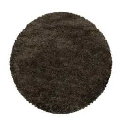 Hochflor Teppich Braun Naturfaser Fluffy Ø 120 cm