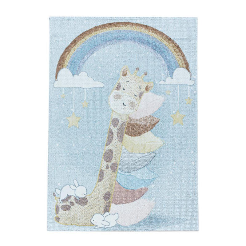 Kinderteppich Giraffe Blau Lucky 80x150 Cm