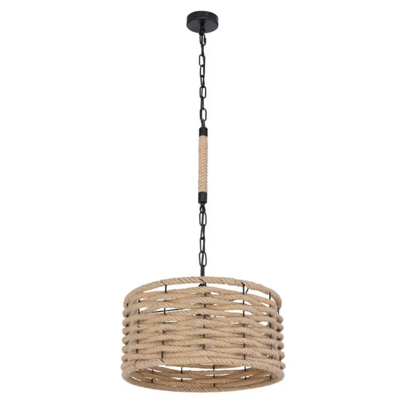 Hängeleuchte H: 156 cm 1-Flammig mit Hanfseil