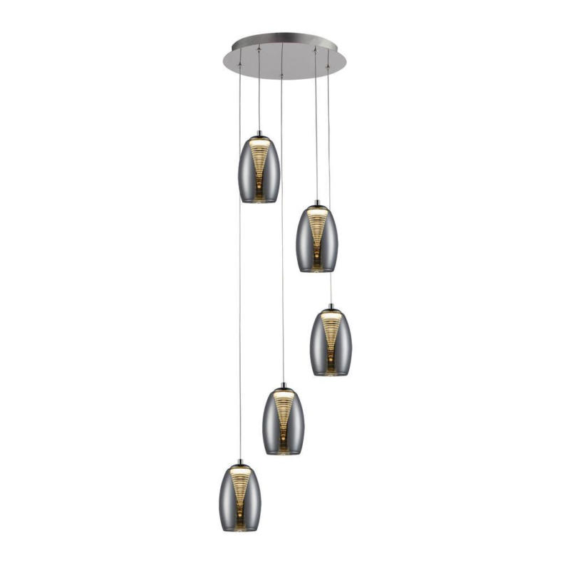 Led-hängeleuchte Metropolis H: 180 Cm 5-Flammig Dimmbar