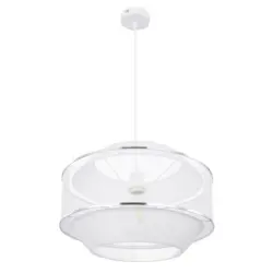 Hängeleuchte H: 150 Cm 1-Flammig, Weiß/chromfarben