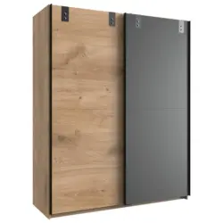 Schwebetürenschrank B: 135 Cm Liverpool, Eiche Dekor/graphit