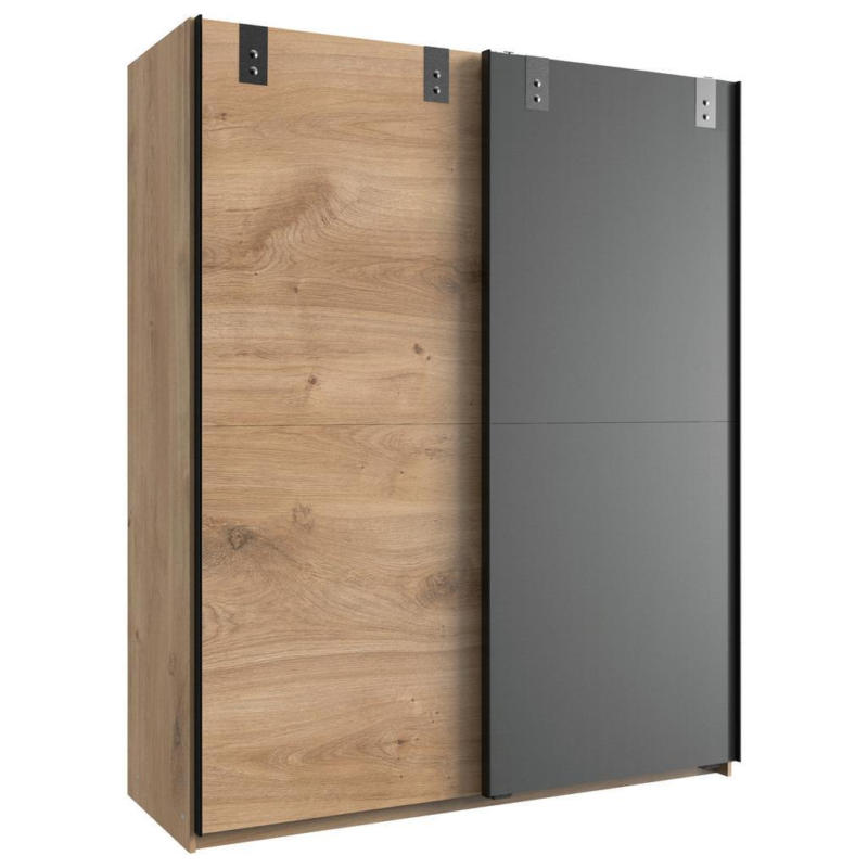 Schwebetürenschrank B: 135 cm Liverpool, Eiche Dekor/Graphit