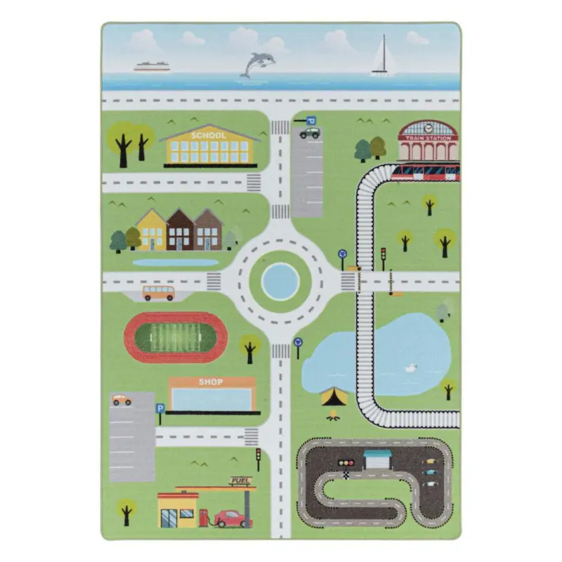 Kinderteppich Straße Grün Play 140x200 Cm