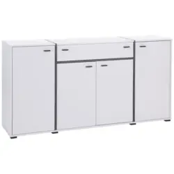 Kommode B: 187,5 Cm Miri, Weiß/betonoptik