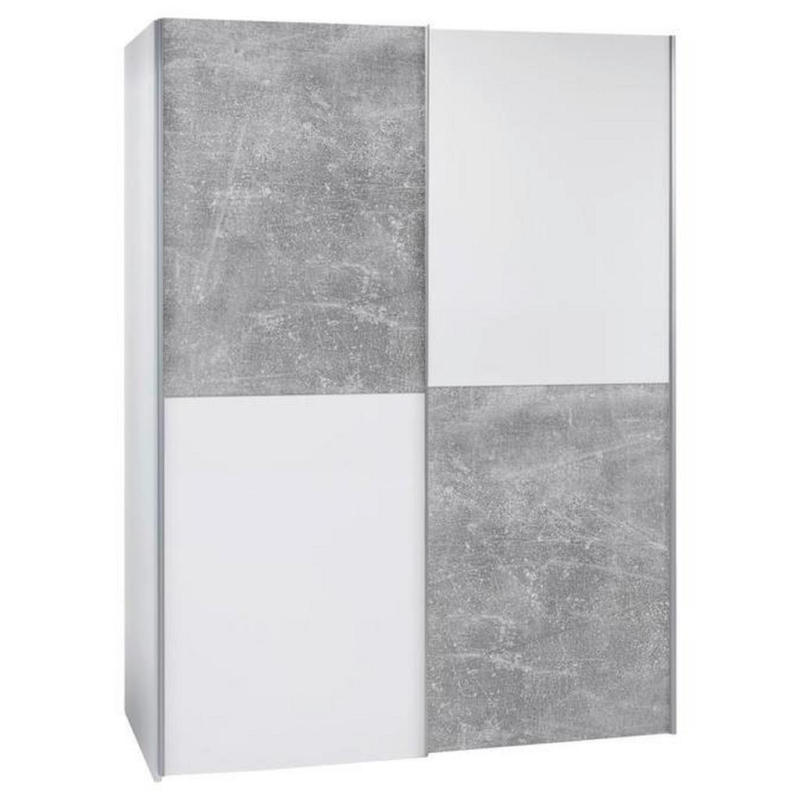 Schwebetürenschrank 170cm Starter, Betonoptik/weiß