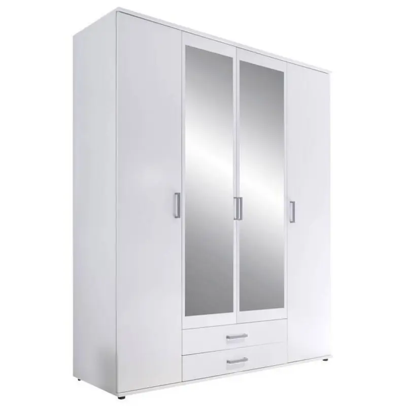 Drehtürenschrank Mit Spiegel + Laden 160cm Karl, Weiß