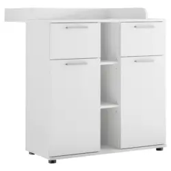 Wickelkommode Bibo B: 89 Cm Wei&szlig; 2 T&uuml;ren 2 Schubladen